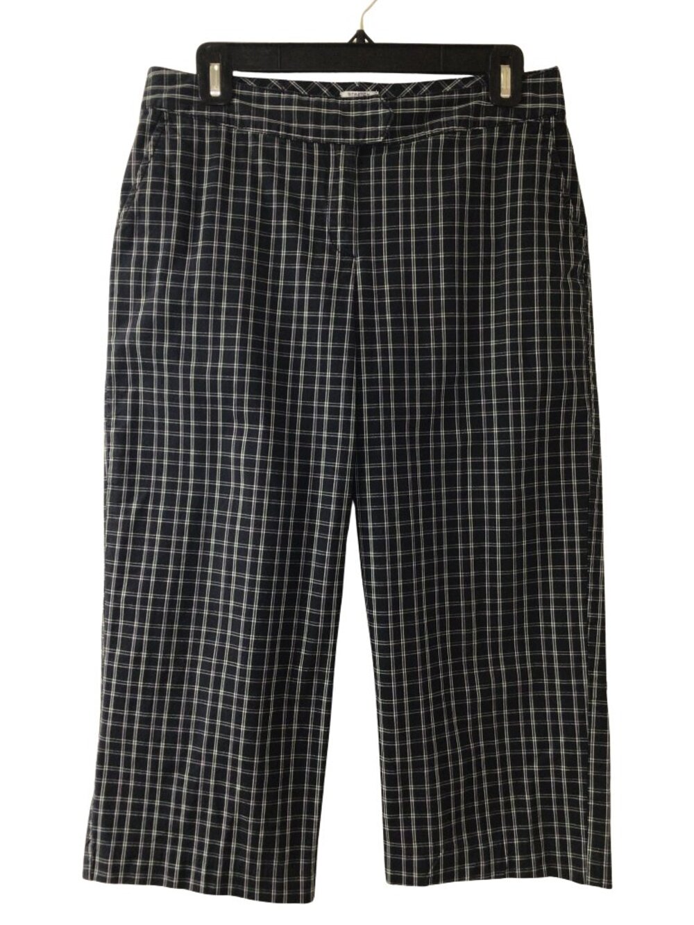 Izod Golf Pants Women’s 6 Black Plaid Cropped Capri Trousers Stretch Crop Preppy